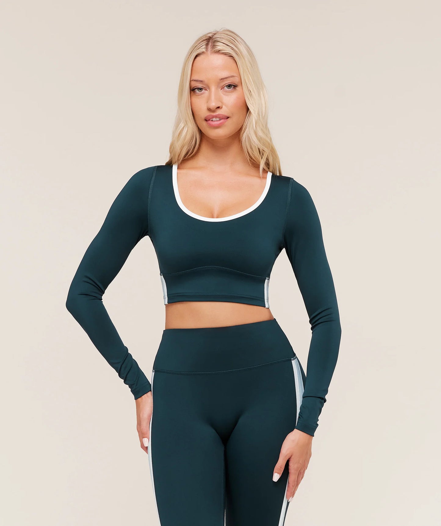 Piping Long Sleeve Crop Top
