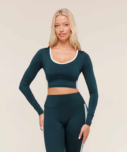 Piping Long Sleeve Crop Top