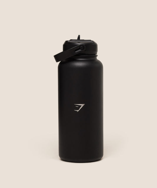 Metal Insulated 1L Bottle with Straw- Strongwomen Graphic